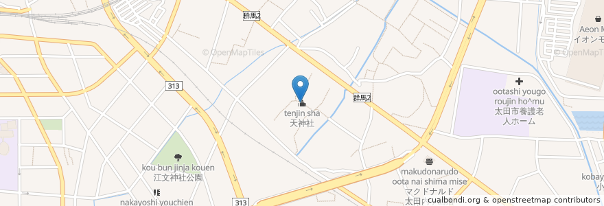 Mapa de ubicacion de 天神社 en ژاپن, 群馬県, 太田市.