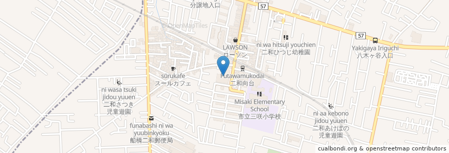 Mapa de ubicacion de 二和公民館 en اليابان, 千葉県, 船橋市.