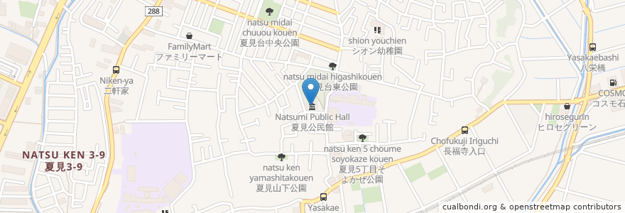 Mapa de ubicacion de 夏見公民館 en Giappone, Prefettura Di Chiba, 船橋市.
