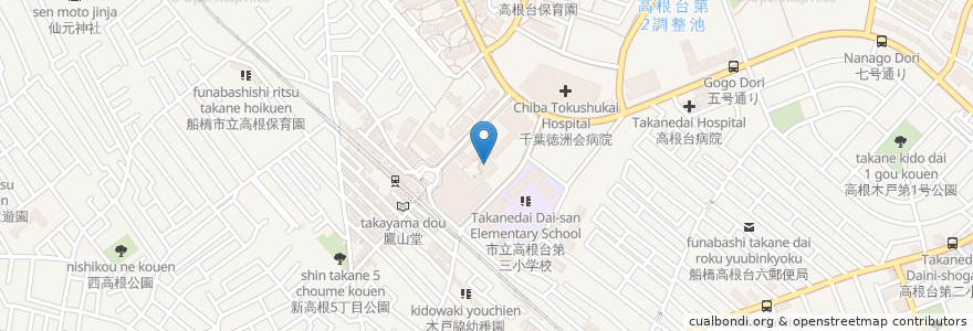 Mapa de ubicacion de 高根台公民館 en Japón, Prefectura De Chiba, Funabashi.