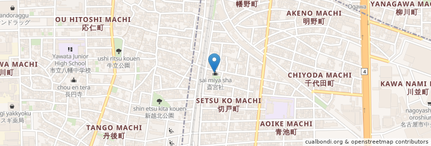 Mapa de ubicacion de 斎宮社 en اليابان, 愛知県, 名古屋市, 熱田区.