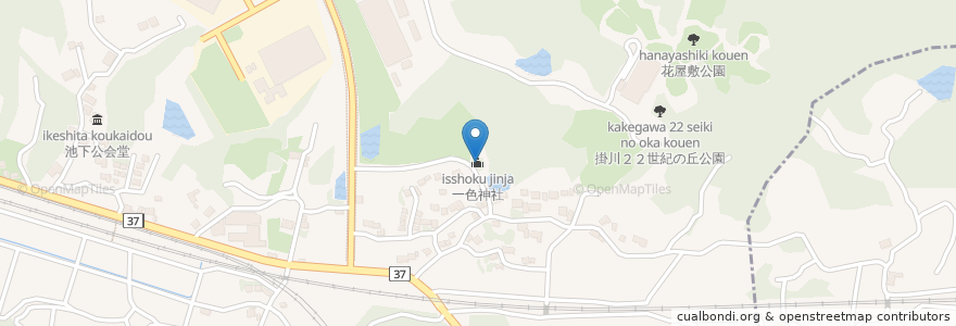 Mapa de ubicacion de 一色神社 en 日本, 静岡県, 掛川市.