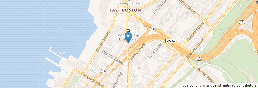 Mapa de ubicacion de Topasio en Stati Uniti D'America, Massachusetts, Suffolk County, Boston.