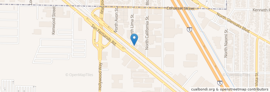 Mapa de ubicacion de Tonir Cafe en アメリカ合衆国, カリフォルニア州, Los Angeles County, Burbank.