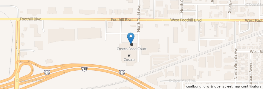 Mapa de ubicacion de Costco Food Court en Estados Unidos Da América, Califórnia, Los Angeles County, Azusa.