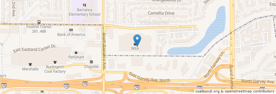 Mapa de ubicacion de IKEA Food Court en 미국, 캘리포니아주, Los Angeles County.