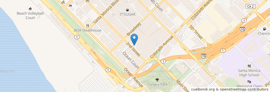 Mapa de ubicacion de The Cheesecake Factory en Vereinigte Staaten Von Amerika, Kalifornien, Los Angeles County.