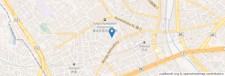 Mapa de ubicacion de Kiraku en Japão, Tóquio, 渋谷区.