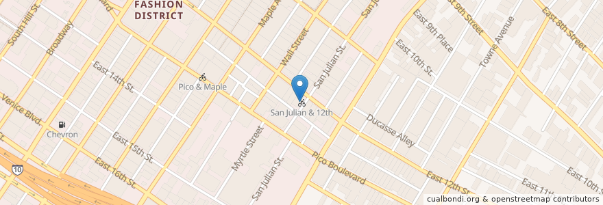 Mapa de ubicacion de San Julian & 12th en Estados Unidos Da América, Califórnia, Los Angeles County, Los Angeles.