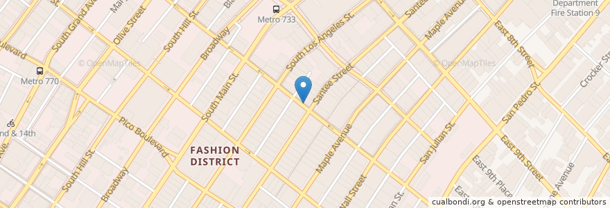 Mapa de ubicacion de 11th & Santee en Stati Uniti D'America, California, Los Angeles County, Los Angeles.