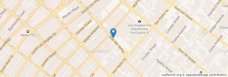 Mapa de ubicacion de 8th & Wall en Amerika Birleşik Devletleri, Kaliforniya, Los Angeles County, Los Angeles.