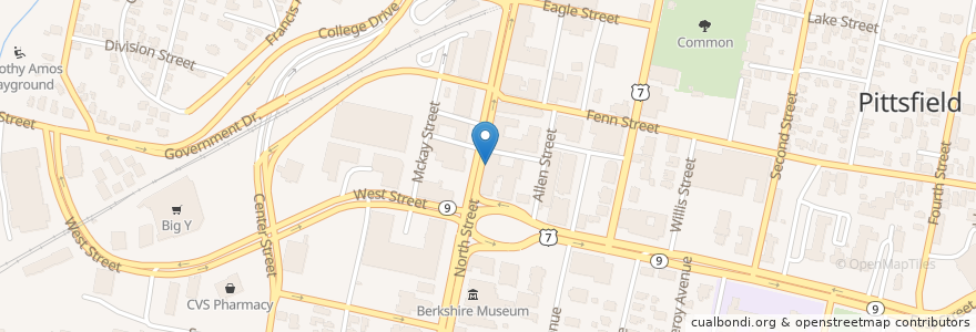 Mapa de ubicacion de Shiro Sushi Lounge en États-Unis D'Amérique, Massachusetts, Berkshire County, Pittsfield.