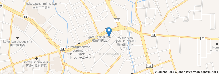 Mapa de ubicacion de ツルハドラッグ湯川店 en Giappone, Prefettura Di Hokkaidō, Sottoprefettura Di Oshima, 函館市.