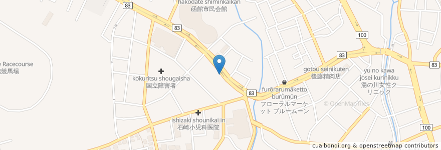 Mapa de ubicacion de ブルートレイン en Giappone, Prefettura Di Hokkaidō, Sottoprefettura Di Oshima, 函館市.