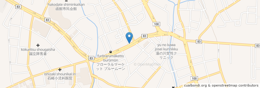 Mapa de ubicacion de 湯川溫泉郵便局 en 日本, 北海道, 渡岛综合振兴局, 函館市.