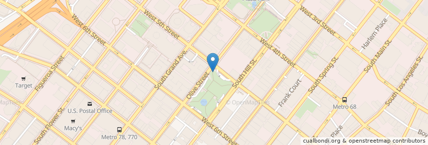 Mapa de ubicacion de Olive & 5th en アメリカ合衆国, カリフォルニア州, Los Angeles County, ロサンゼルス.