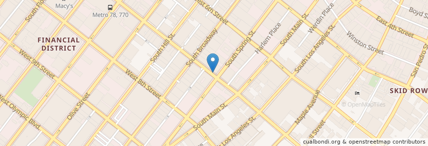 Mapa de ubicacion de 7th & Spring en 미국, 캘리포니아주, Los Angeles County, 로스앤젤레스.