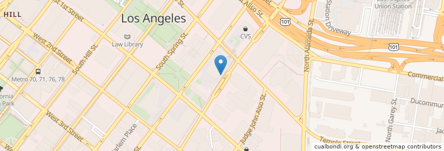 Mapa de ubicacion de Los Angeles & Temple en Estados Unidos Da América, Califórnia, Los Angeles County, Los Angeles.