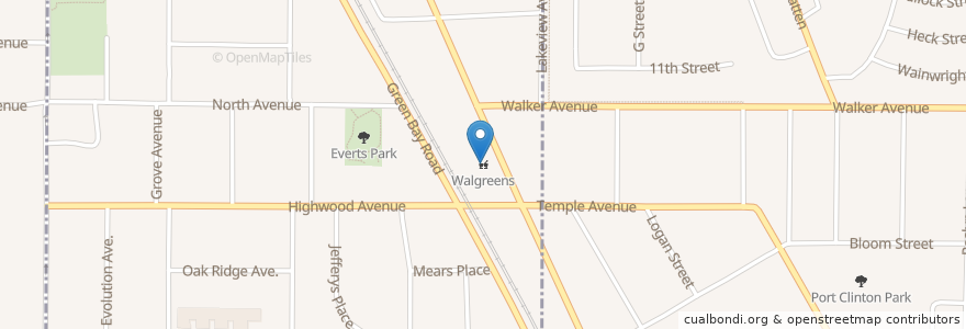 Mapa de ubicacion de Walgreens en United States, Illinois, Highwood.