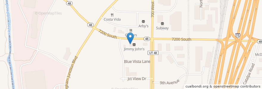Mapa de ubicacion de Junction Pizza and Grill en ایالات متحده آمریکا, یوتا, Salt Lake County, Midvale.