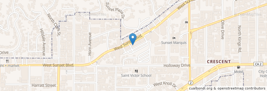 Mapa de ubicacion de Le Petit Four en 美利坚合众国/美利堅合眾國, 加利福尼亚州/加利福尼亞州, 洛杉矶县, 洛杉矶, West Hollywood.