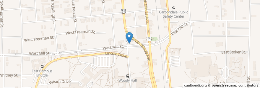 Mapa de ubicacion de Underground Barrel Room & Grill en 미국, 일리노이, Jackson County, Carbondale.