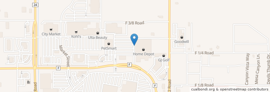 Mapa de ubicacion de Hot Dog Stand en United States, Colorado, Mesa County, Grand Junction.
