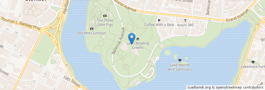 Mapa de ubicacion de Lakeside Park-Nursery restroom en Estados Unidos Da América, Califórnia, Condado De Alameda, Oakland.