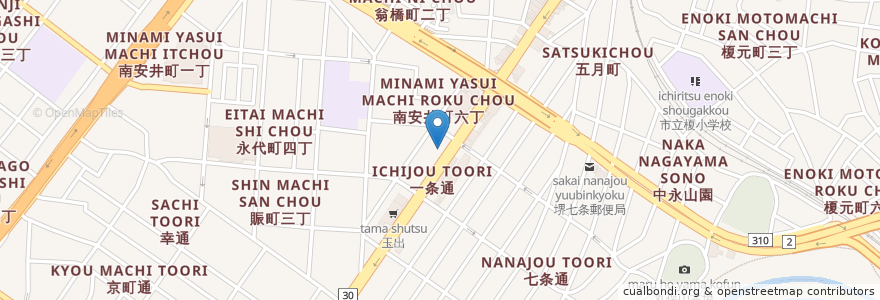 Mapa de ubicacion de 河十薬局 en Japonya, 大阪府, 堺市, 堺区.