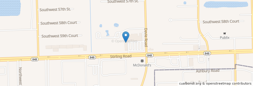 Mapa de ubicacion de 545° Banh Mi Cafe en アメリカ合衆国, フロリダ州, Broward County, Davie.