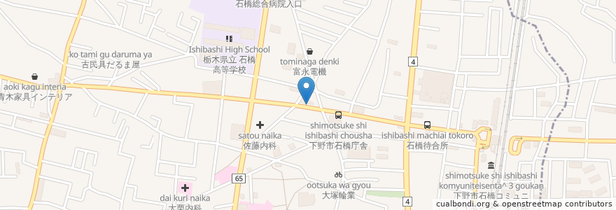 Mapa de ubicacion de 角田内科医院 en 日本, 栃木県, 下野市.