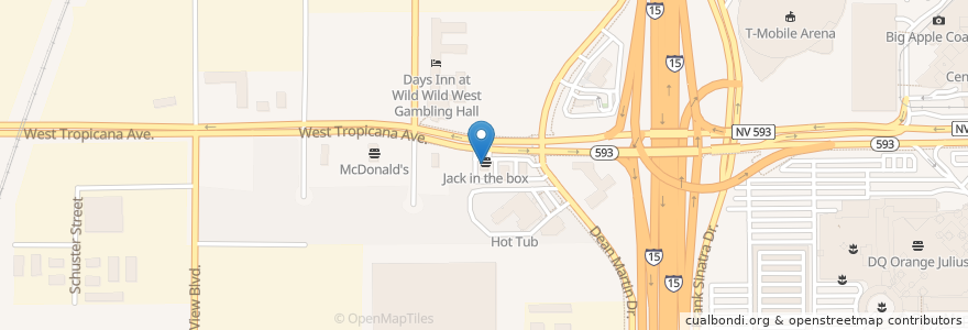 Mapa de ubicacion de Jack in the box en アメリカ合衆国, ネバダ州, Clark County, Paradise.