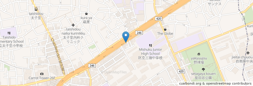 Mapa de ubicacion de 瀬戸内バル Collabo en اليابان, 東京都, 世田谷区.
