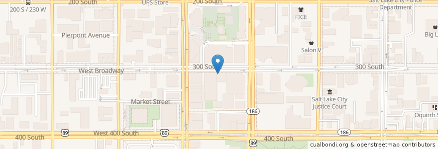 Mapa de ubicacion de Padeli's Street Greek en الولايات المتّحدة الأمريكيّة, يوتا, Salt Lake County, Salt Lake City.