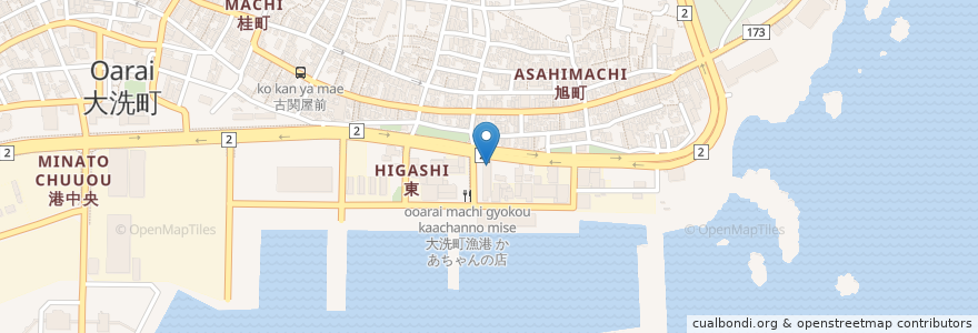 Mapa de ubicacion de お魚天国 en Japan, Präfektur Ibaraki, 東茨城郡, 大洗町.