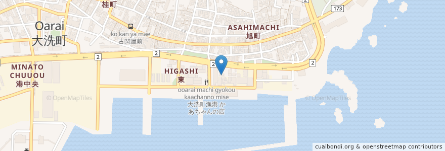 Mapa de ubicacion de カキ小屋 en اليابان, إيباراكي, 東茨城郡, 大洗町.