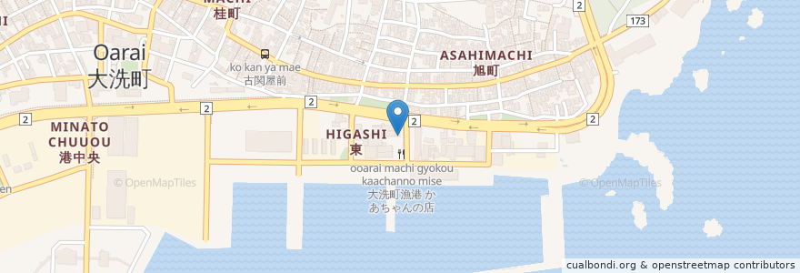 Mapa de ubicacion de ライダーズカフェ 風の隠れ家 en 일본, 이바라키현, 東茨城郡, 大洗町.