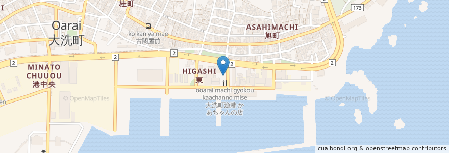 Mapa de ubicacion de かに弥 en Япония, Ибараки, 東茨城郡, 大洗町.