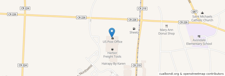Mapa de ubicacion de United States Post Office en Stati Uniti D'America, Ohio, Stark County, Jackson Township.