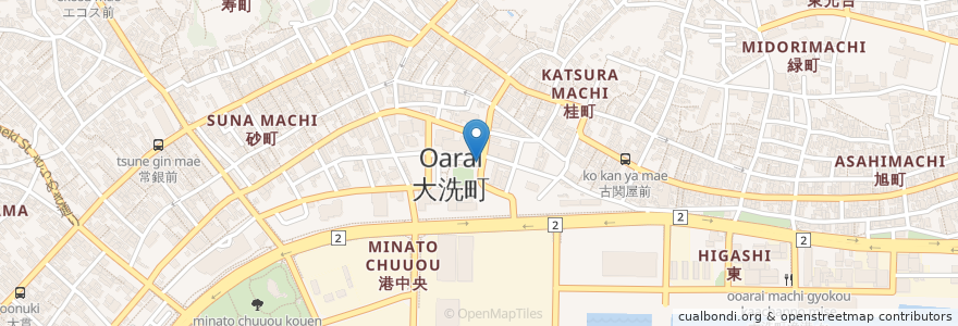 Mapa de ubicacion de 筑波銀行 en 일본, 이바라키현, 東茨城郡, 大洗町.