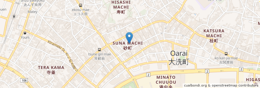 Mapa de ubicacion de 通い路 en Japan, 茨城県, 東茨城郡, 大洗町.