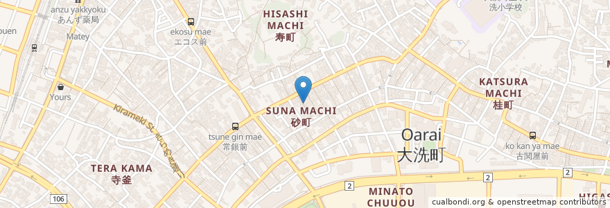 Mapa de ubicacion de ちゅう心 en اليابان, إيباراكي, 東茨城郡, 大洗町.