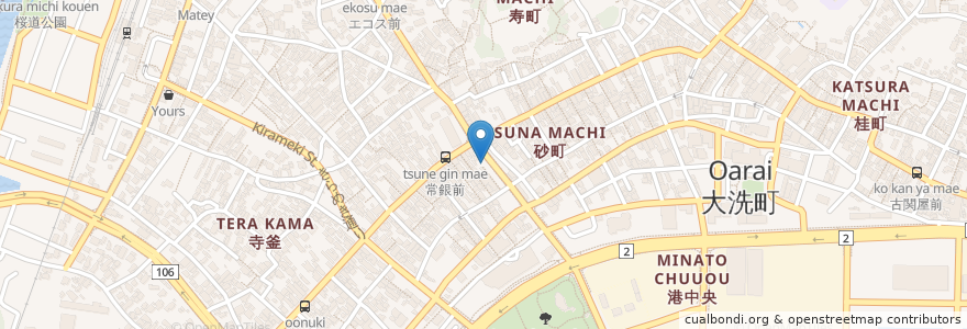 Mapa de ubicacion de カフェ グーテ en ژاپن, 茨城県, 東茨城郡, 大洗町.