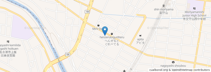 Mapa de ubicacion de 新香園 en 日本, 愛知県, 名古屋市, 守山区.