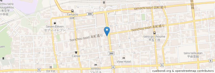 Mapa de ubicacion de じゃんがら・からくり時計 en Japão, 福島県, いわき市.