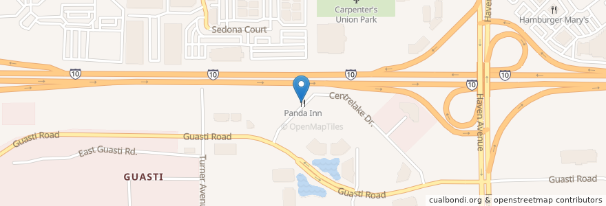 Mapa de ubicacion de Panda Inn en 美利坚合众国/美利堅合眾國, 加利福尼亚州/加利福尼亞州, San Bernardino County, Ontario.