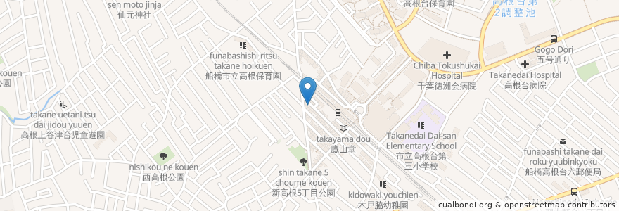 Mapa de ubicacion de snack Riki en Japonya, 千葉県, 船橋市.