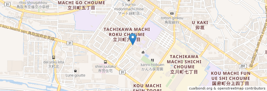 Mapa de ubicacion de 岩倉地区公民館 en 日本, 鳥取県, 鳥取市.