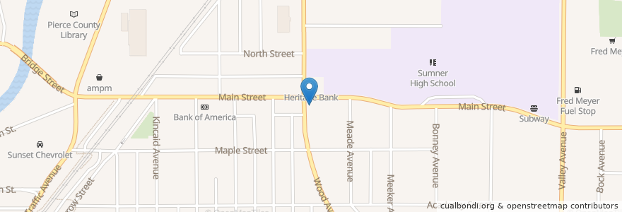 Mapa de ubicacion de Main Street Dairy Freeze en United States, Washington, Pierce County, Sumner.