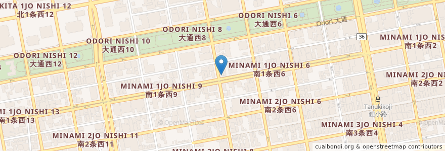 Mapa de ubicacion de ルンゴカーニバル en Japonya, 北海道, 石狩振興局, 札幌市, 中央区.